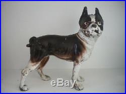 Antique Vtg Hubley Cast Iron Boxer Boston Terrier Standing Dog Doorstop 10