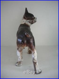 Antique Vtg Hubley Cast Iron Boxer Boston Terrier Standing Dog Doorstop 10