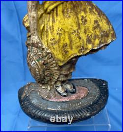 Antique WS YELLOW DRESS GIRL Cast Iron Door stop
