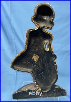 Antique WS YELLOW DRESS GIRL Cast Iron Door stop