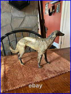 Antique Whipet Borzoi Greyhound Wolf Hound Cast Iron Doorstop Statue Dog