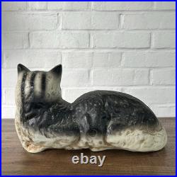 Antique Wilton Foundry Cast Iron Cat Fireside Lounging Resting Doorstop GREAT