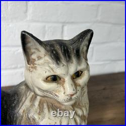 Antique Wilton Foundry Cast Iron Cat Fireside Lounging Resting Doorstop GREAT