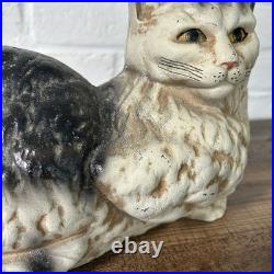 Antique Wilton Foundry Cast Iron Cat Fireside Lounging Resting Doorstop GREAT