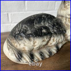 Antique Wilton Foundry Cast Iron Cat Fireside Lounging Resting Doorstop GREAT