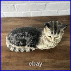 Antique Wilton Foundry Cast Iron Cat Fireside Lounging Resting Doorstop GREAT