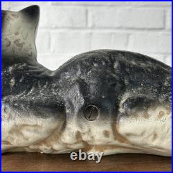 Antique Wilton Foundry Cast Iron Cat Fireside Lounging Resting Doorstop GREAT