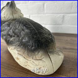 Antique Wilton Foundry Cast Iron Cat Fireside Lounging Resting Doorstop GREAT