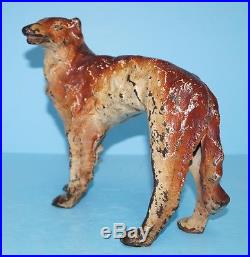Antique Wolfhound Dog Cast Iron Metal Art Figural Doorstop Russian Wolfhound
