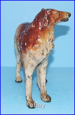 Antique Wolfhound Dog Cast Iron Metal Art Figural Doorstop Russian Wolfhound
