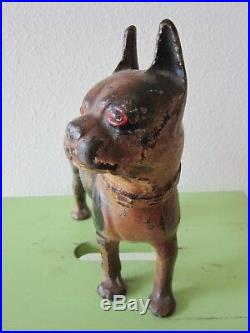 Antique Xxrare Cast Iron Boston Terrier Home Art Statue Dog Doorstop