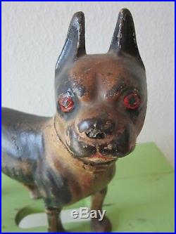 Antique Xxrare Cast Iron Boston Terrier Home Art Statue Dog Doorstop