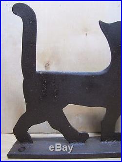 Antique c1920s Cast Iron Cat Boot Scraper Statue Art Doorstop Heart Eye Pa Fndry