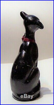 Antique cast iron Krazy Cat door stop Hubley National Foundry red bow open base