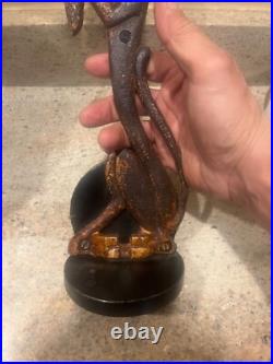 Antique cast iron begging bloodhound art deco doorstop folk art andiron 20s Antique cast iron begging bloodhound art deco doorstop folk art andiron 20s