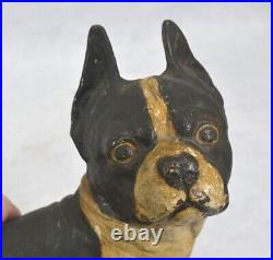 Antique door stop cast iron Boston Terrier 10 tall old paint 1920 original best Antique door stop cast iron Boston Terrier 10 tall old paint 1920 original best