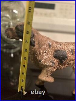 Antique early cast iron setter pointer hunting dog door stop Hubley
