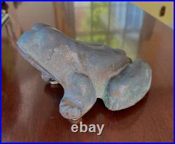 Antique finely detailed 1900's Cast Iron Frog Doorstop Garden Ornament