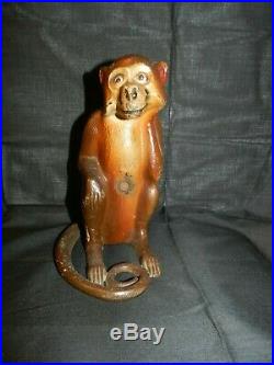 Antique hubley cast iron monkey door stop original authentic hubley art statue