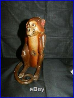Antique hubley cast iron monkey door stop original authentic hubley art statue