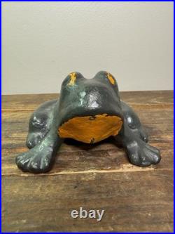 Antique solid Cast Iron and hand painted Frog Door Stop Antique solid Cast Iron and hand painted Frog Door Stop
