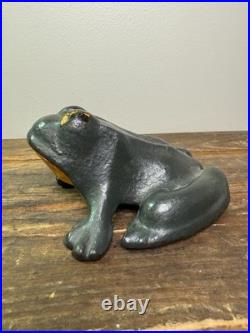 Antique solid Cast Iron and hand painted Frog Door Stop Antique solid Cast Iron and hand painted Frog Door Stop
