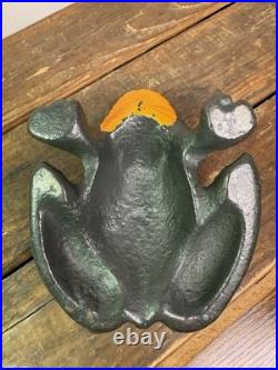 Antique solid Cast Iron and hand painted Frog Door Stop Antique solid Cast Iron and hand painted Frog Door Stop