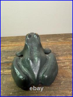Antique solid Cast Iron and hand painted Frog Door Stop Antique solid Cast Iron and hand painted Frog Door Stop