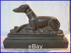 Antique vintage Art Deco cast iron Greyhound or Whippet Dog bookends doorstops