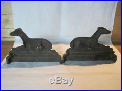 Antique vintage Art Deco cast iron Greyhound or Whippet Dog bookends doorstops