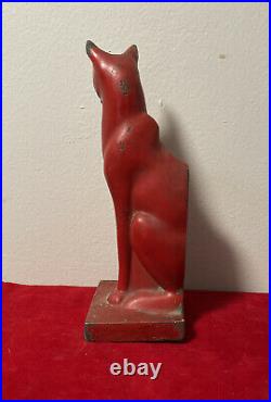 Art Deco Madness FrankArt Cast Iron Red Cat Figurine Bookend / Doorstop 1920s