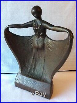 Art Nouveau Brown Cast Iron Figural Lady Door Stop