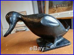 Authentic Early Cast Iron Duck Goose Bird Decorative Door Stop Statue Heavy
