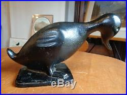 Authentic Early Cast Iron Duck Goose Bird Decorative Door Stop Statue Heavy