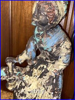 BRADLEY & HUBBARD Doorstop Cast Iron 7796 Woman Left Face 11x7 Shawl Basket
