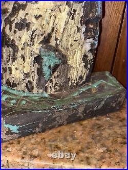 BRADLEY & HUBBARD Doorstop Cast Iron 7796 Woman Left Face 11x7 Shawl Basket
