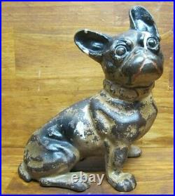 BULLDOG PUP Dog Sitting Antique Cast Iron Doorstop Decorative Art Statue