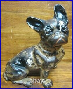 BULLDOG PUP Dog Sitting Antique Cast Iron Doorstop Decorative Art Statue