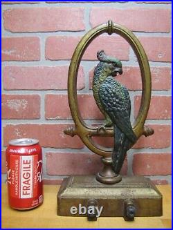 B&H PARROT Antique Cast Iron Bird Doorstop Decorative Statue BRADLEY & HUBBARD