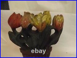 Beautiful Antique Cast Iron Tulips Planter Doorstop Albany Foundry FDL Convent