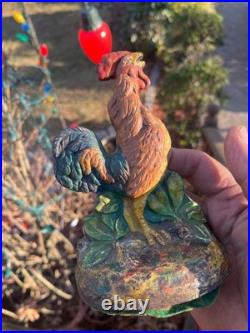 Beautiful cast-iron rooster doorstop. Fantastic original paint