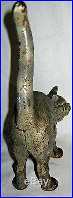 Best! Antique Hubley Toy Co. USA Stripe Tabby Cast Iron Cat Statue Doorstop