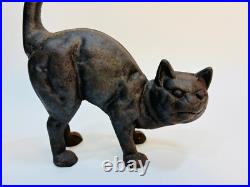 Black Cat Cast Iron Doorstop Arched Back Tail Up Hunchback