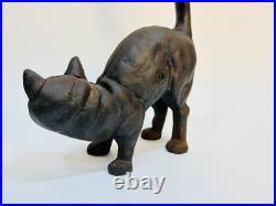 Black Cat Cast Iron Doorstop Arched Back Tail Up Hunchback