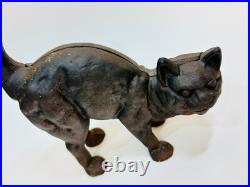 Black Cat Cast Iron Doorstop Arched Back Tail Up Hunchback