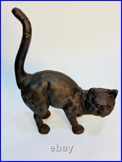 Black Cat Cast Iron Doorstop Arched Back Tail Up Hunchback