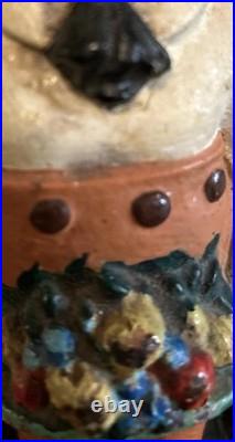 Boy Carrying Fruit Basket Antique Cast Iron Door Stop Unmarked 9x4RARE