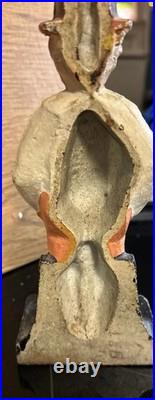 Boy Carrying Fruit Basket Antique Cast Iron Door Stop Unmarked 9x4RARE