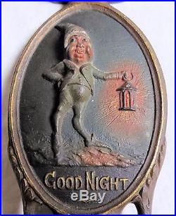 Bradley&Hubbard Brownie Gnome Good Night Cast Iron Doorstop Antique Old Vtg