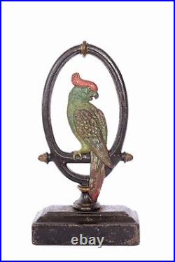 Bradley Hubbard Cast Iron Parrot Cockatoo Bird Perch Statute Doorstop Door Stop